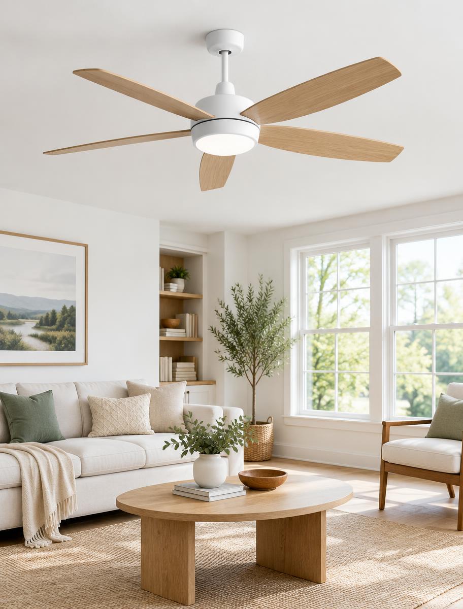 Ventilador de Teto 5 Pás com Luminária